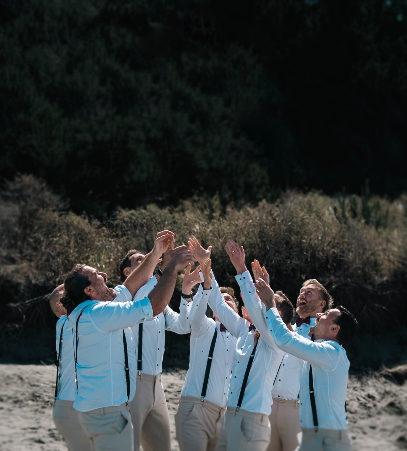 Bridal party celebrating