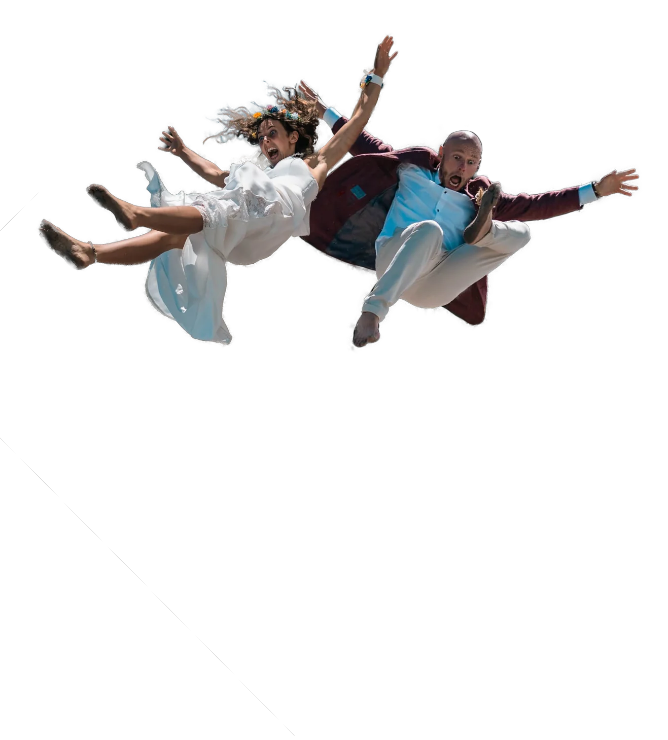 Groom being thrown